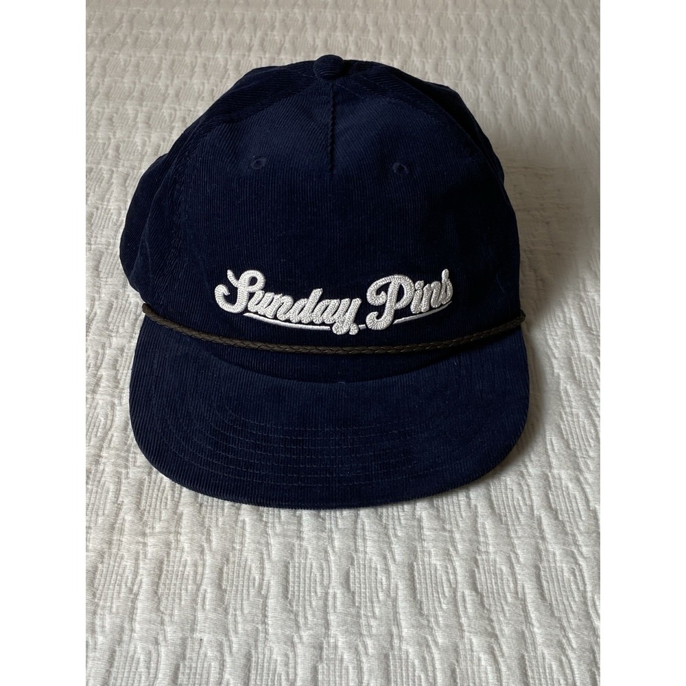 Adidas Sunday Pins Golf Hat Navy Corduroy W/Leather Rope Embroidery Strap